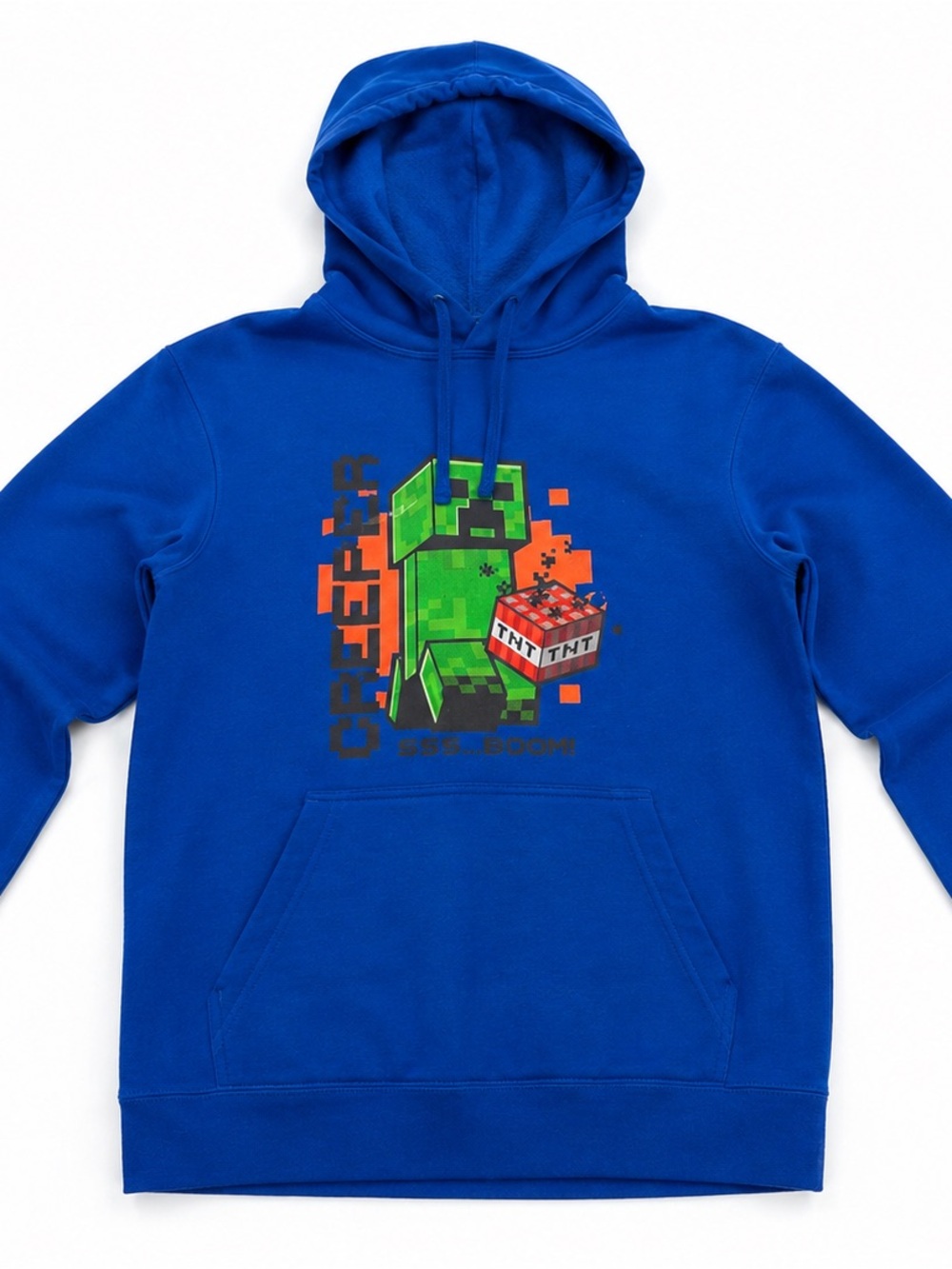 Minecraft Creeper Blue Hoodie Men’s Small TNT Graphic
